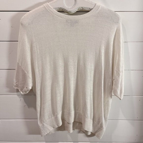 💛 BANANA REPUBLIC – Lightweight Linen Blend Knit Top Cream L - Picture 1 of 7